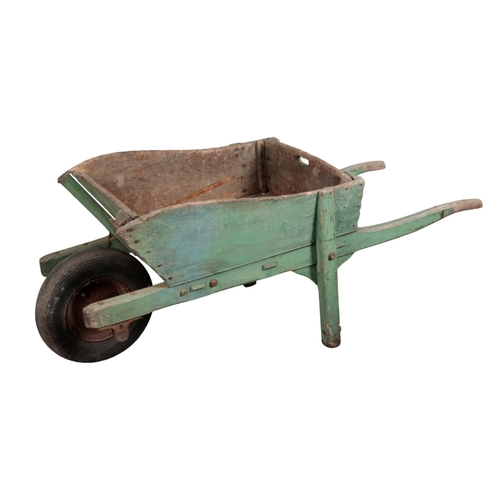 540 - TWO VINTAGE PAINTED WHEELBARROWS ideal for barrow planters, the blue example approximately 60cm high... 