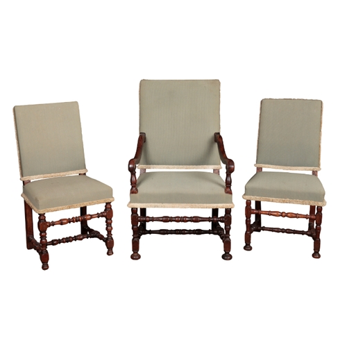 549 - A SET OF TWELVE WILLIAM AND MARY WALNUT DINING CHAIRS 17th century and later, including two armchair... 