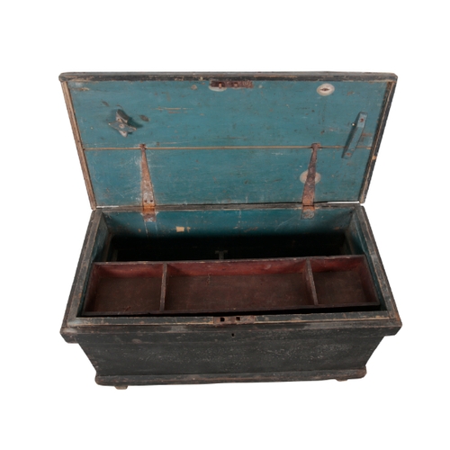 560 - A PAINTED PINE TOOL CHEST early 20th century, the hinged top opening to an interior with a single pa... 