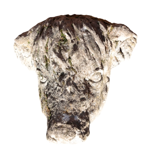 566 - A COMPOSITE STONE BULL'S HEAD WALL MOUNT 58cm high x 60cm wide

Provenance: The Richard Pratley Coll... 