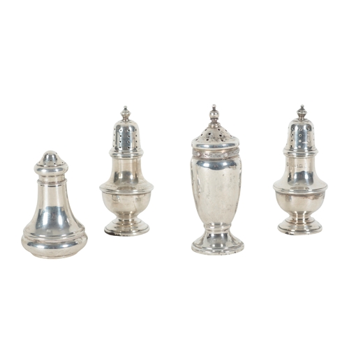 64 - A GEORGE V SILVER FIVE PIECE CRUET SET by Mappin & Webb, Birmingham 1935, comprising two lidded must... 