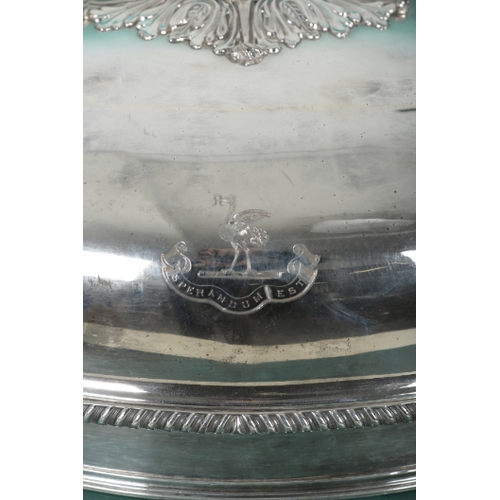 70 - A SET OF THREE 19TH CENTURY SILVER PLATED GRADUATED OVAL CLOCHES with leaf mounts and lobed bodies, ... 