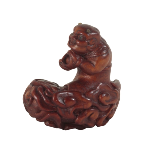 63 - A GROUP OF FIVE JAPANESE NETSUKE Edo period and later, including a figure of Raijin on a cloud, 4.5c... 