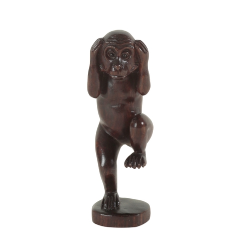 85 - A GROUP OF FOUR JAPANESE NETSUKE all signed, the tallest, a monkey on one leg, 7cm high, the toad 2.... 