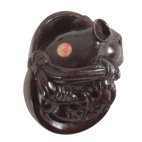 98 - A GROUP OF SIX NETSUKE including an example figured as a monkey seated, signed to the base, 5.5cm hi... 