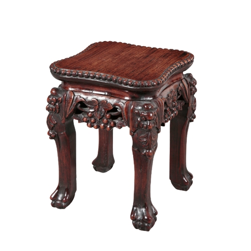 119 - THREE CHINESE TABLES including a hardwood two-tier side table, 20th century, with pierced and carved... 