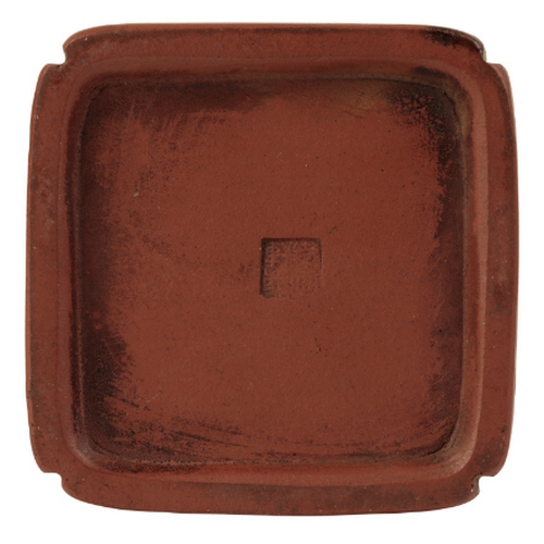 135 - A CHINESE YIXING POTTERY BRUSH POT 20th century, of square shape, c. 13cm high x 7cm wide