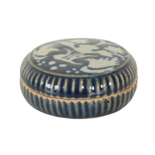 142 - A CHINESE BLUE AND WHITE PORCELAIN BOX AND COVER Yuan dynasty or later, of circular form, the lid de... 