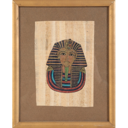 164a - EGYPTIAN SCHOOL, TWO PAINTINGS ON PAPYRUS 20th century, one depicting a pharaoh, 15cm x 10.5cm, the ... 