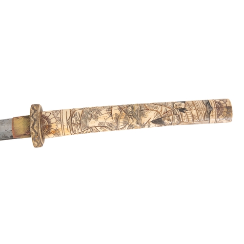 165 - A JAPANESE MEIJI PERIOD TACHI SWORD late 19th/early 20th Century, the 67cm steel blade with carved b... 