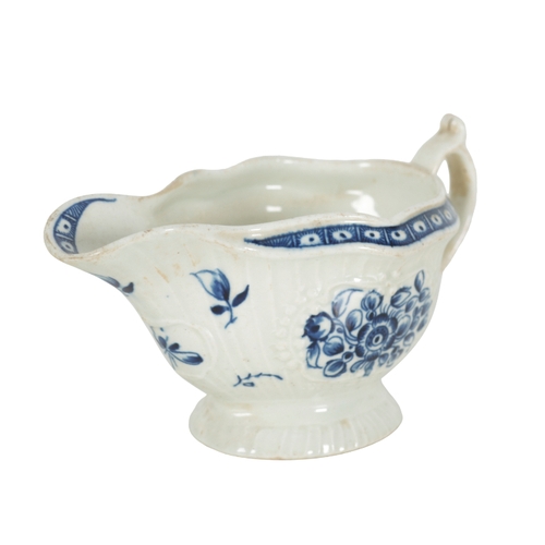 176 - AN 18TH CENTURY WORCESTER BLUE AND WHITE PORCELAIN âSILVER SHAPEâ SAUCE BOAT first period c. 175... 