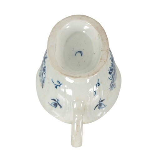 176 - AN 18TH CENTURY WORCESTER BLUE AND WHITE PORCELAIN âSILVER SHAPEâ SAUCE BOAT first period c. 175... 