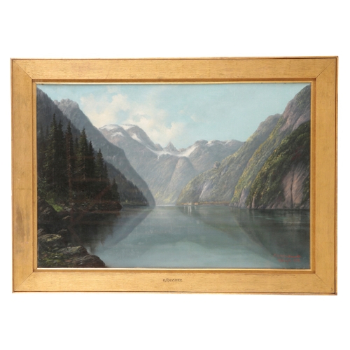 246 - FRANZ OTTO WIEDUWILT (1841-1930) A pair of Bavarian lakeland landscapes 'Konigsee' and 'Eibsee' the ... 