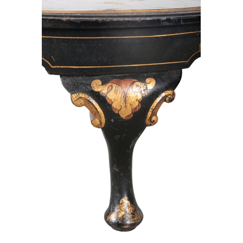 272 - A LATE 19TH CENTURY CHINOISERIE OCCASIONAL TABLE on cabriole legs, 40cm high x 70cm diam.