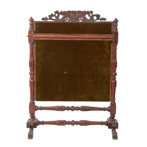 275 - A VICTORIAN ROSEWOOD FIRESCREEN the leaf carved cresting with Cupid, inset with a 17th Century needl... 