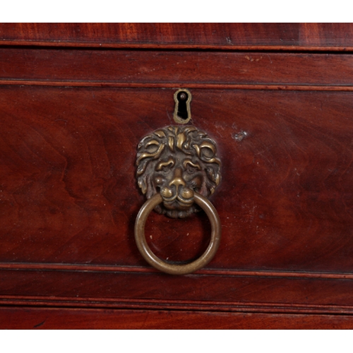 278 - A REGENCY MAHOGANY PEDESTAL SIDEBOARD with reeded and canted front corners, the recessed top fitted ... 