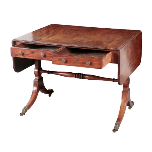 284 - A REGENCY MAHOGANY SOFA TABLE early 19th century, the rectangular top with rounded corners and reede... 