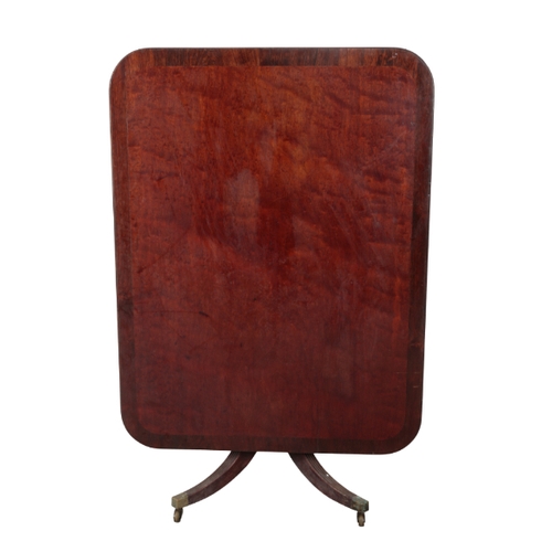 295 - A GEORGE III STYLE MAHOGANY BREAKFAST TABLE 19th century, the cross-banded rectangular tilt top on a... 