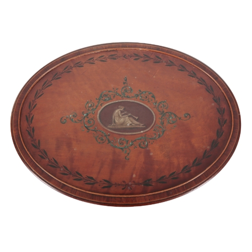 302 - AN EDWARDIAN SATINWOOD AND PAINTED OCCASIONAL TABLE early 20th century, the top decorated with a cen... 