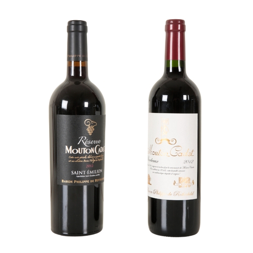 375 - CHATEAU MUSAR 2004 two 75cl bottles, and two other 75cl bottles of red wine - Mouton Cadet St Emilio... 