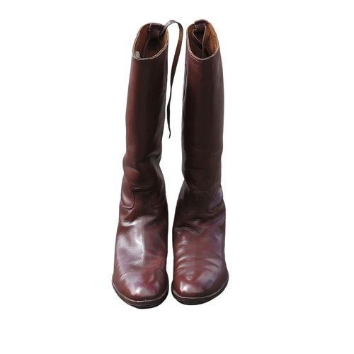 375 - A PAIR OF BROWN LEATHER RIDING BOOTS size 7

Provenance: A Private Collection of Clothing & Accessor... 