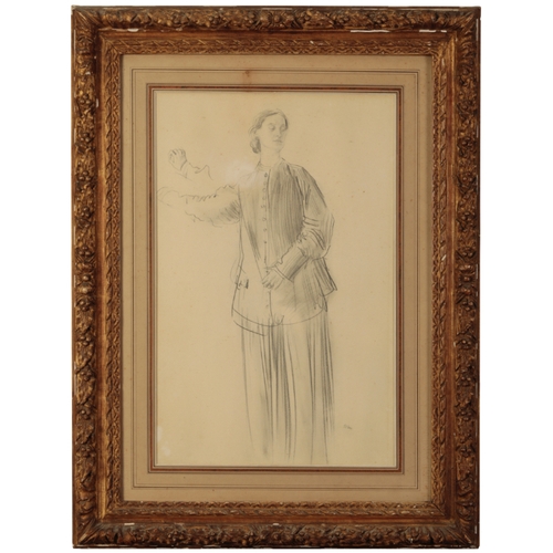 307 - *AUGUSTUS JOHN (1878-1961) 'Woman wearing a smock' a full-length portrait of Mrs Chadbourne, signed ... 