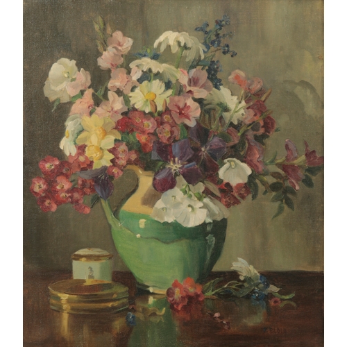 310 - FREDA BLOIS (1880-1943) A still life study of mixed flowers signed lower right, oil on canvas, 57cm ... 