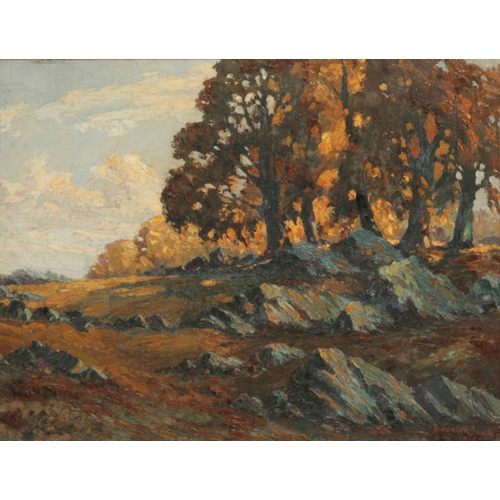 312 - A FOSTER (19th/20th Century) Landscape with trees signed and dated 1915 lower right, oil with impast... 