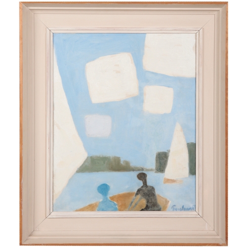 334 - *JULIAN TREVELYAN (1910-1988) 'Square Clouds' signed and dated '63 lower right, oil on canvas, 50cm ... 