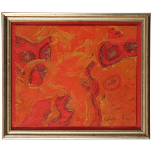 352 - *ALISTAIR MICHIE (1921-2008) 'The Chinese Curtain' abstract composition in reds and golds, signed lo... 