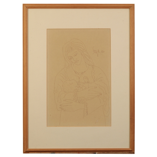 353 - FRANCIS NEWTON SOUZA (1924-2002) Mother and Child signed and dated 1960 upper right, pen and ink on ... 