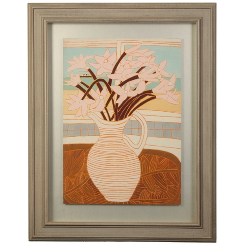 365 - *BRYAN PEARCE (1929-2006) 'Lilies and White Jug' or 'Last Voyage of the Queen Elizabeth' signed lowe... 