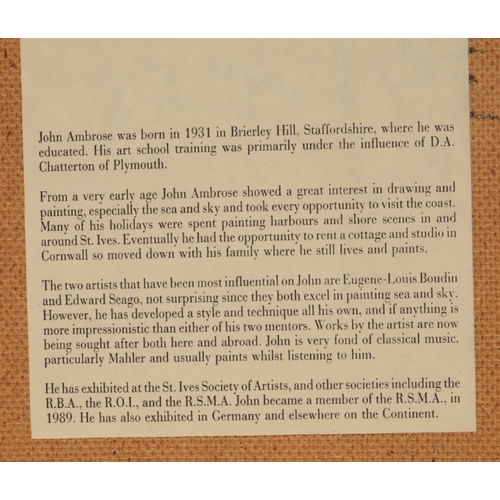368 - *JOHN AMBROSE (1931-2010) 'St Ives Harbour' signed lower right, oil on board, 29cm x 32.5cm