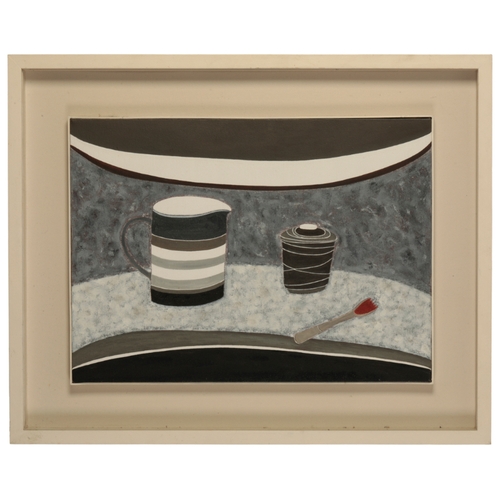 388 - *RACHEL NICHOLSON (b. 1934)  'Theme on a Japanese Pot' still life study, signed, titled and dated Au... 