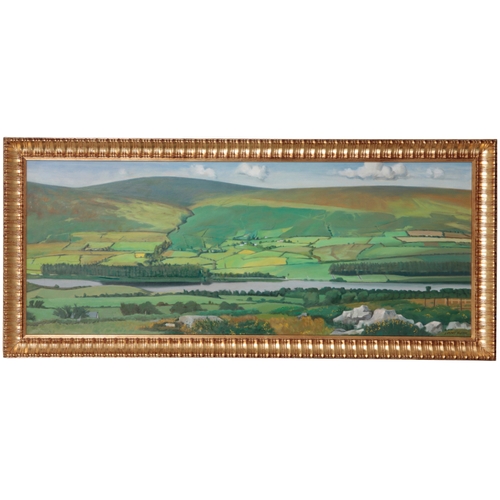 393 - *CAREY CLARKE (b. 1936) 'Extensive Co. Wicklow Landscape' signed lower right, oil on canvas, 74cm x ... 