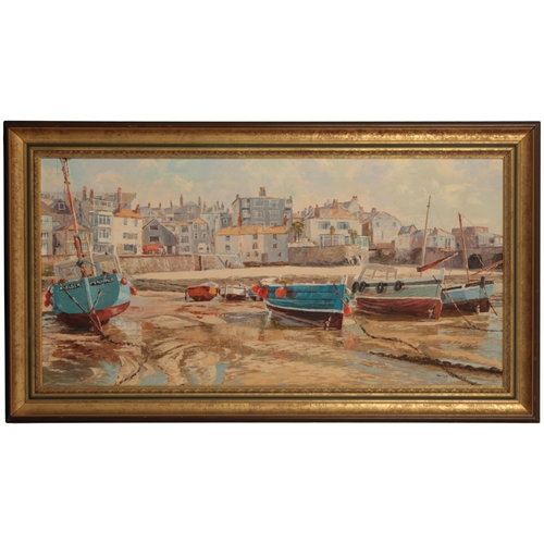 401 - *NANCY BAILEY (1939-2012)  'Wet Look, St Ives' Harbour scene at low tide, signed lower right, furthe... 