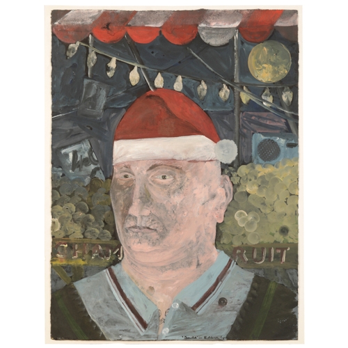 419 - *JOCK MCFADYEN (B. 1950) 'Santa in Bethnel Green' signed and titled lower right, gouache on paper, 7... 