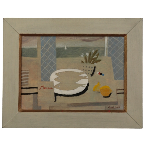 438 - *CHARLIE BAIRD (B. 1955) 'Menu' Still life study signed lower right, oil on canvas, 25cmx 35cm 

Pro... 