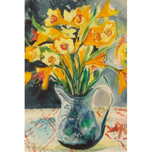 456 - *SHIRLEY SEYMOUR (Contemporary) A Still life study of flowers in a vase signed lower left, watercolo... 