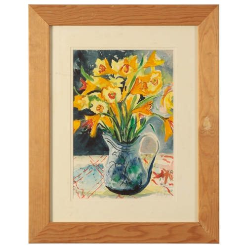 456 - *SHIRLEY SEYMOUR (Contemporary) A Still life study of flowers in a vase signed lower left, watercolo... 