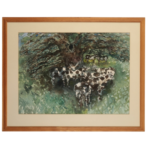 485 - *ANTHEA CRAIGMYLE (1933-2016) 'Cows' signed and titled in pencil verso, watercolour, 53cm x 72.5cm 
... 