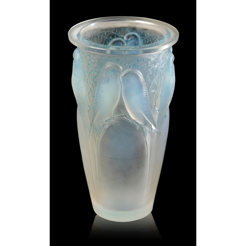 687 - RENE LALIQUE: A 'CEYLAN' VASE Marcilhac no. 905, introduced in 1924, frosted, opalescent and blue-st... 