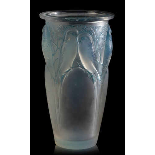 687 - RENE LALIQUE: A 'CEYLAN' VASE Marcilhac no. 905, introduced in 1924, frosted, opalescent and blue-st... 