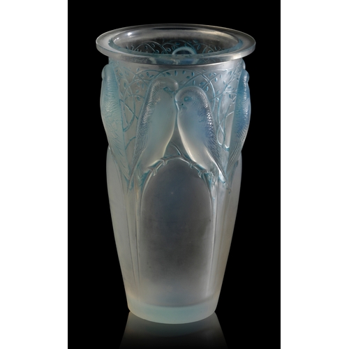 687 - RENE LALIQUE: A 'CEYLAN' VASE Marcilhac no. 905, introduced in 1924, frosted, opalescent and blue-st... 