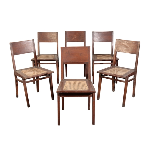 698 - PIERRE JEANNERET (1896-1967)  FOR CHANDIGARH: A SET OF SIX TEAK CHAIRS PJ-010512T solid teak frames ... 