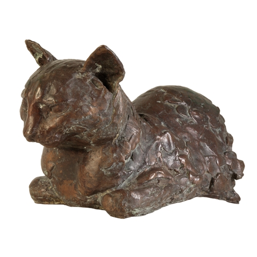 513 - *SIR JACOB EPSTEIN (1880-1959): A STUDY OF A CAT c. 1920, modelled seated with legs tucked under its... 