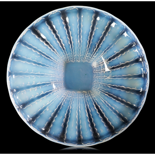 541 - A CHOISY-LE-ROI OPALESCENT GLASS 'SEAWEED' SEAFOOD FOOTED BOWL the underside with relief moulded sea... 