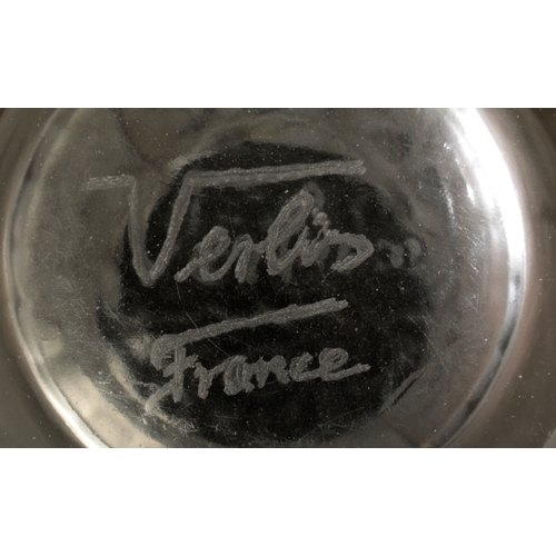 550 - VERLUX (ETLING): A FROSTED GLASS 'PERRUCHES' VASE 1930s, the body relief moulded with a band of perc... 