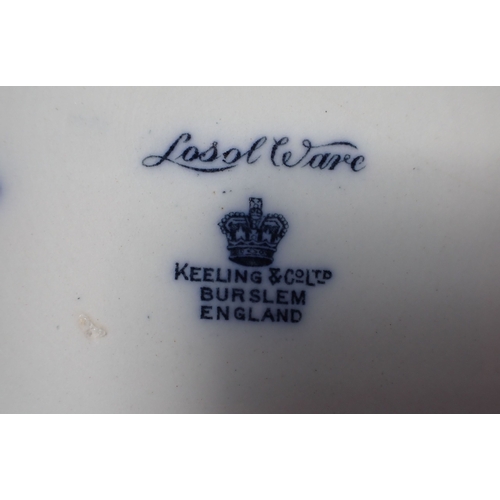 28 - A PART TOILET SET: 'LOSOL' WARE (KEELING & CO) ewer, chamber pot and slop pail (3)