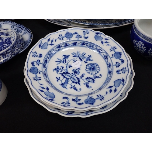 40 - MEISSEN BLUE ONION PATTERN (3) and a collection of other blue and white ceramics, and others